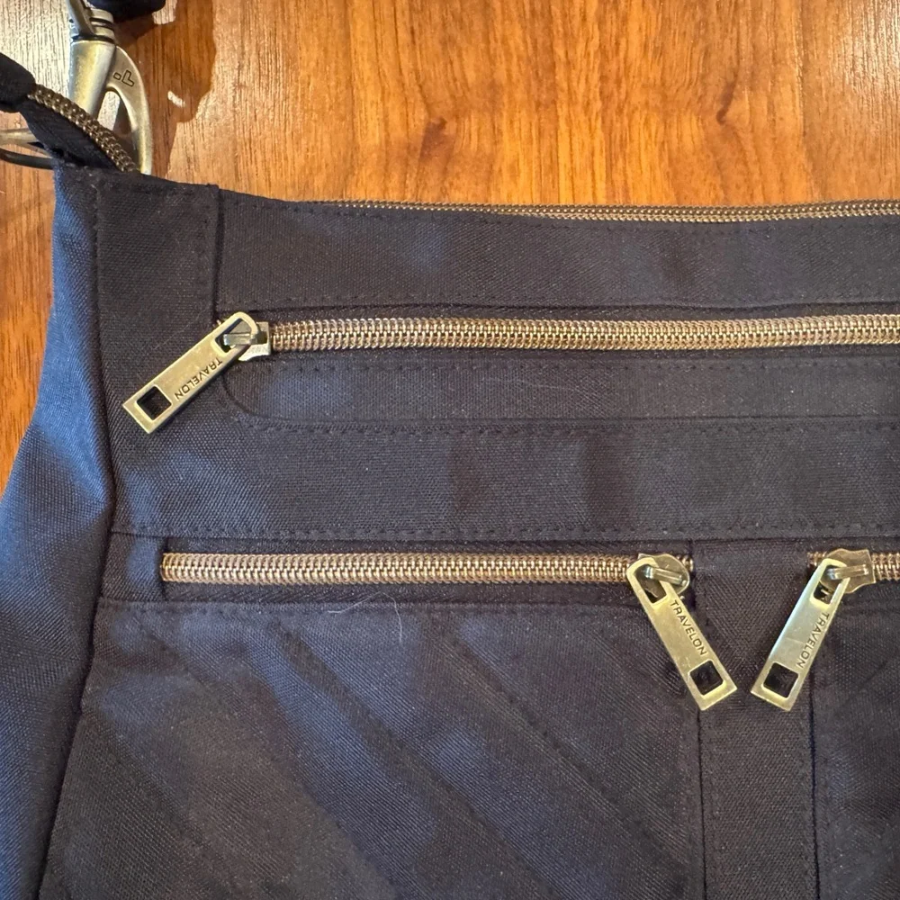 Black Crossbody Bag with Multiple Zippers - Picture 2 of 6